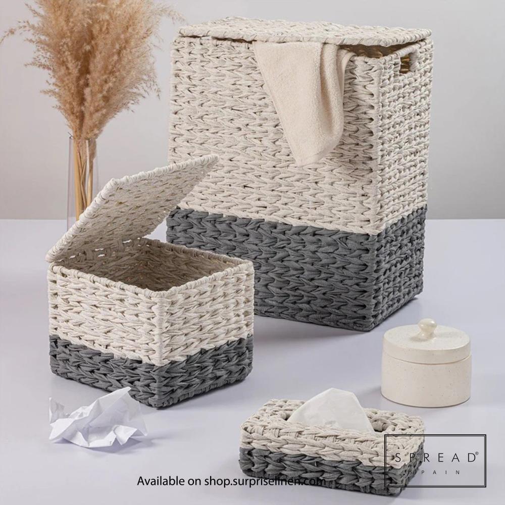 Spread Spain - Waterproof & Moisture Proof Synthetic Rattan Interknit 3 Pc Storage Set (White & Grey)