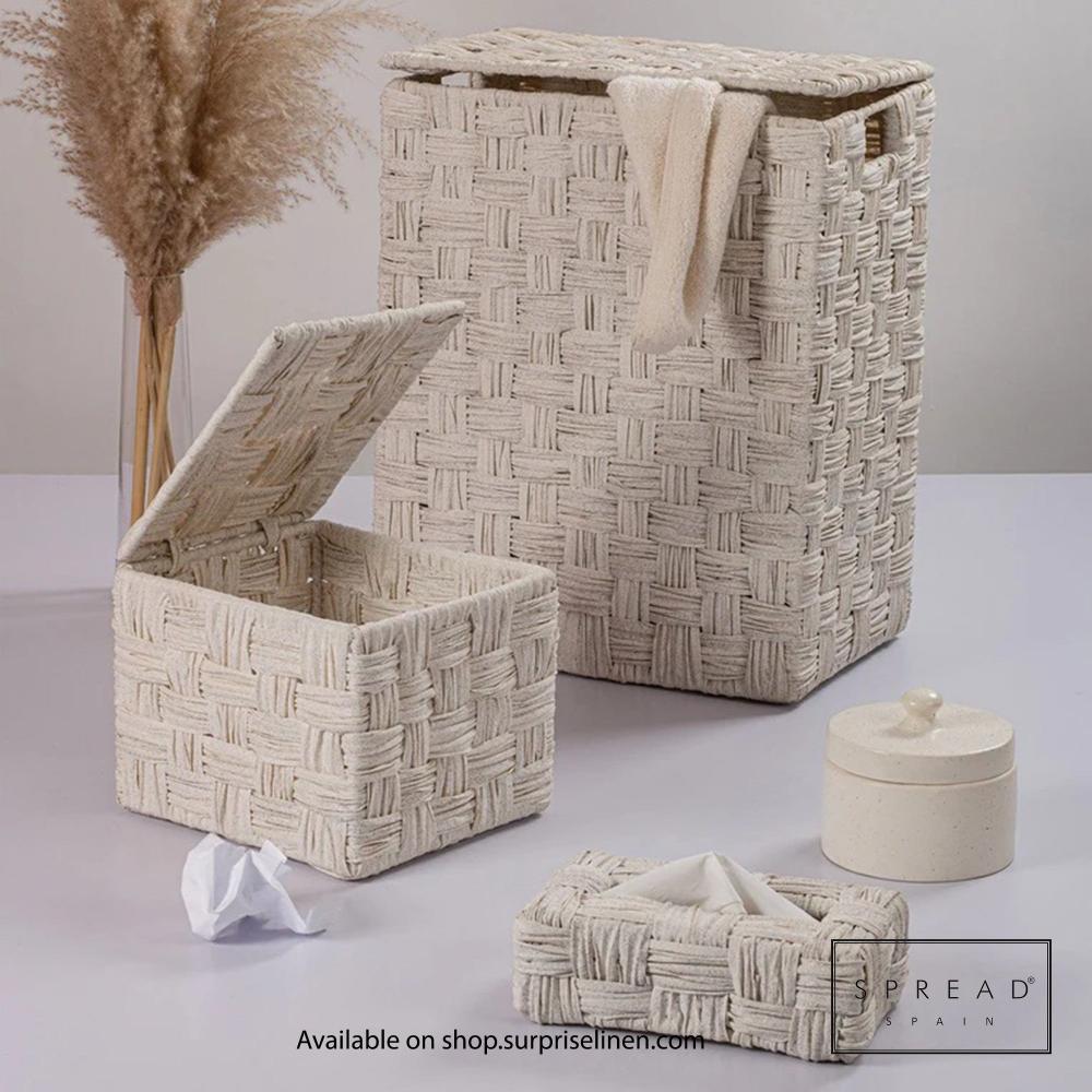 Spread Spain - Waterproof & Moisture Proof Synthetic Rattan Criss Cross 3 Pc Storage Set (Off White)