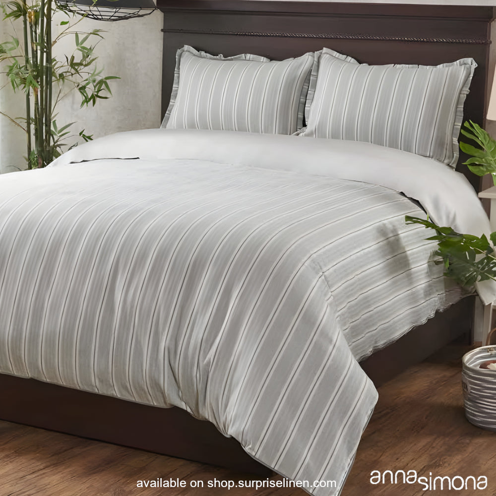 Anna Simona - Audrey 4 Pcs Cotton Satin Duvet Cover Set (Grey / Silver)