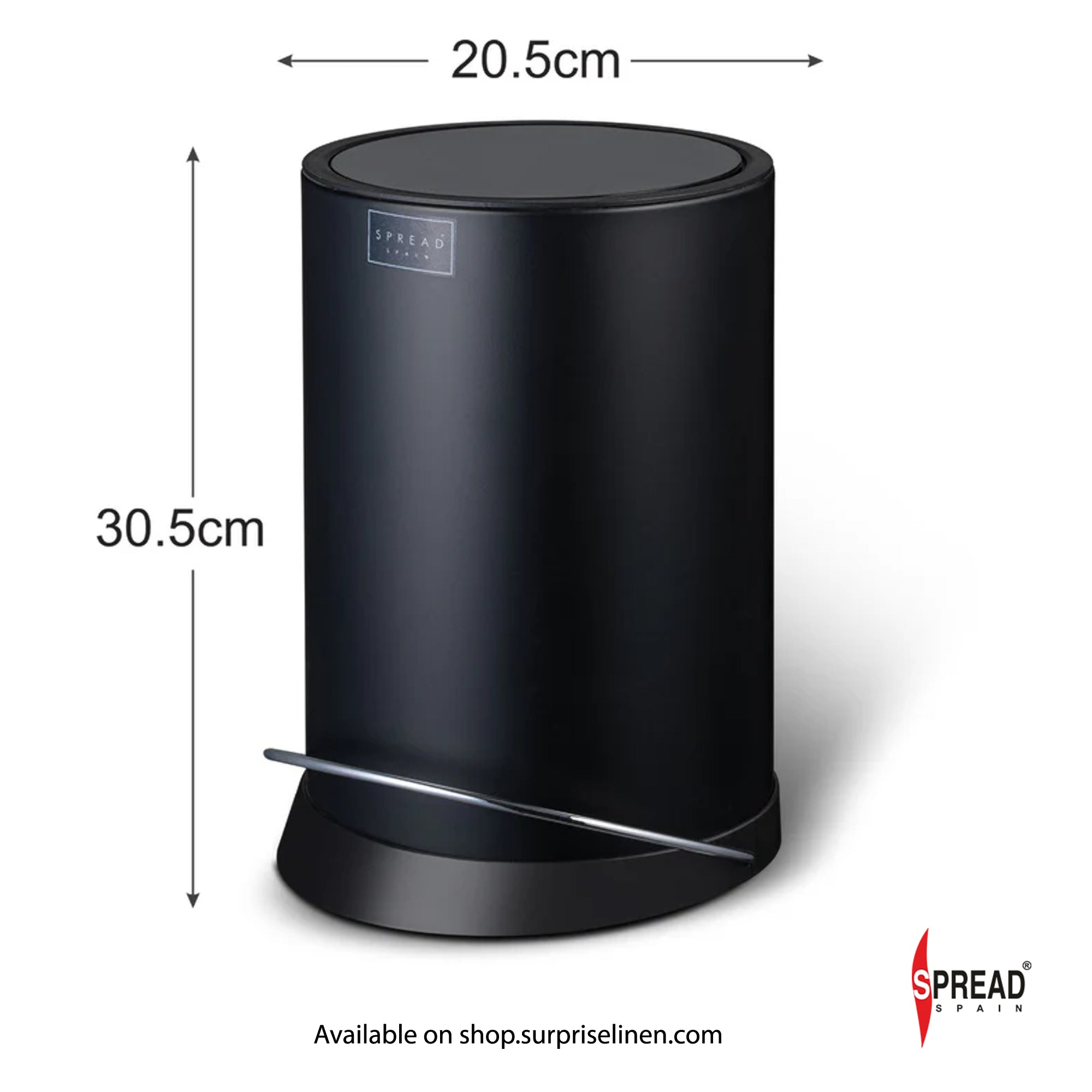 Spread Spain - Metallica Collection 6 Litre Silent Close Dustbin (Black Matt)