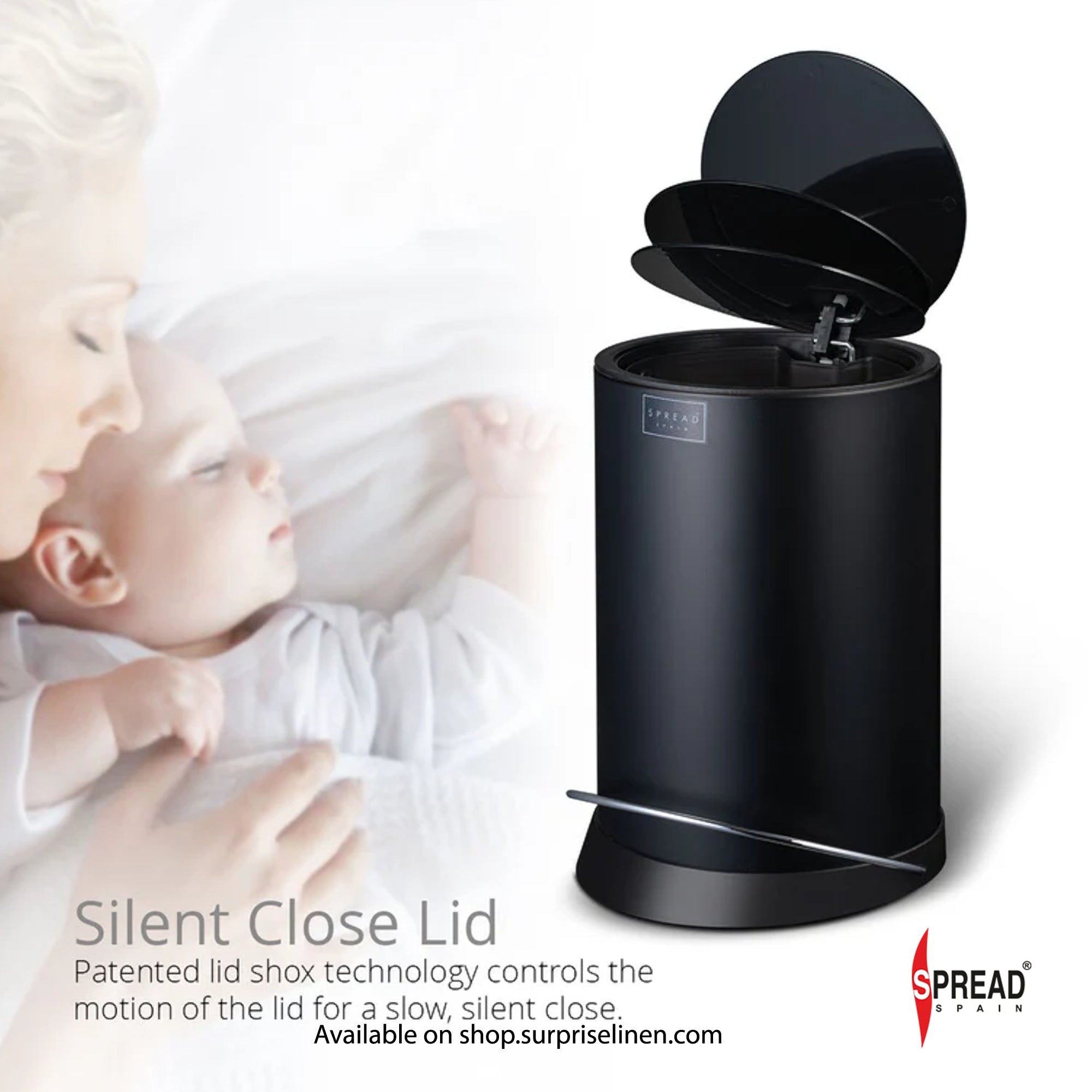 Spread Spain - Metallica Collection 6 Litre Silent Close Dustbin (Black Matt)