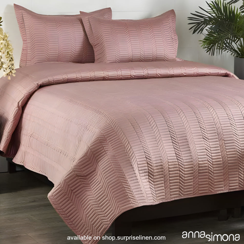 Anna Simona - Blake Cotton Satin 3 Pcs Bed Cover Set (Nude Pink)