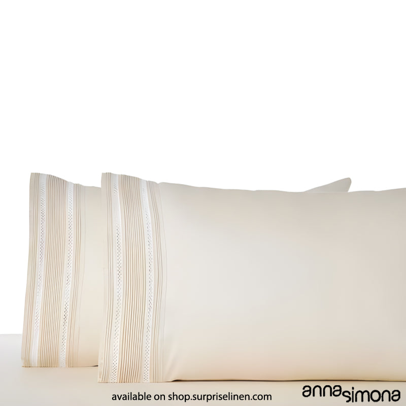 Anna Simona - Blithe King Size 400 TC Cotton Satin King Size Bedsheet Set (Sesame)