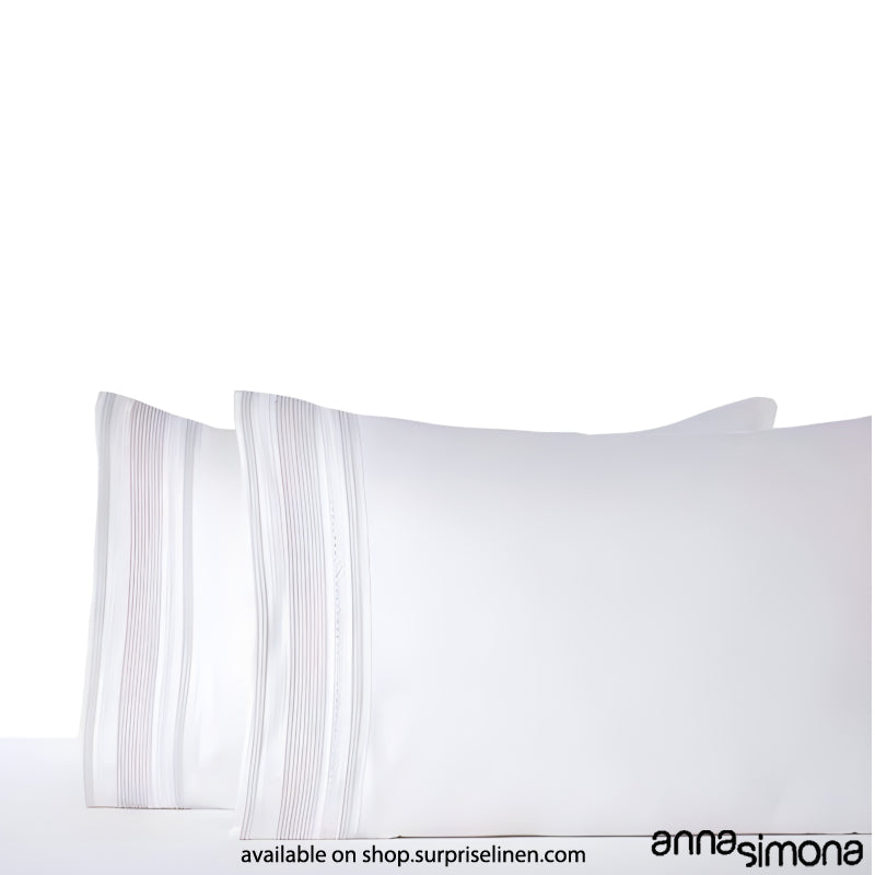 Anna Simona - Blithe King Size 400 TC Cotton Satin King Size Bedsheet Set (Silver)