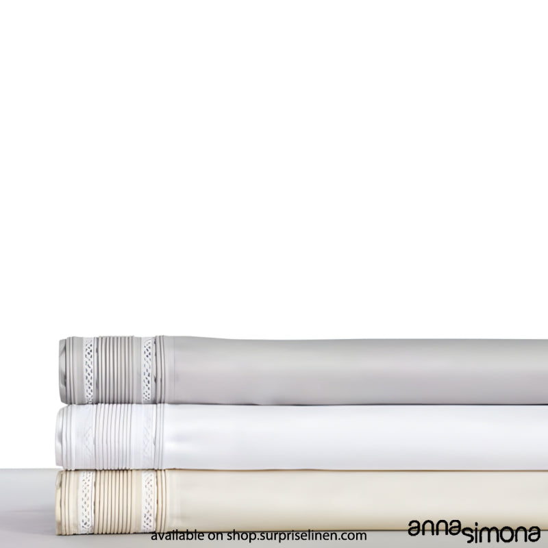 Anna Simona - Blithe King Size 400 TC Cotton Satin King Size Bedsheet Set (White)