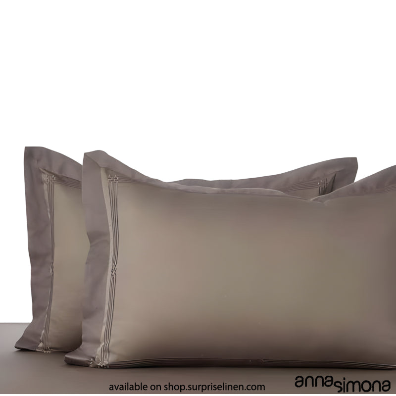 Anna Simona - Bourbon King Size 400 TC Cotton Satin King Size Bedsheet Set (Sand)
