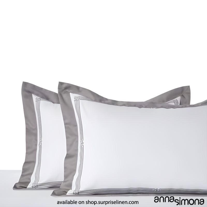 Anna Simona - Bourbon King Size 400 TC Cotton Satin King Size Bedsheet Set (White)