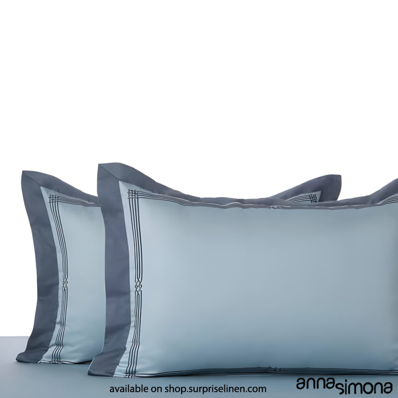 Anna Simona - Bourbon King Size 400 TC Cotton Satin King Size Bedsheet Set (Powder Blue)