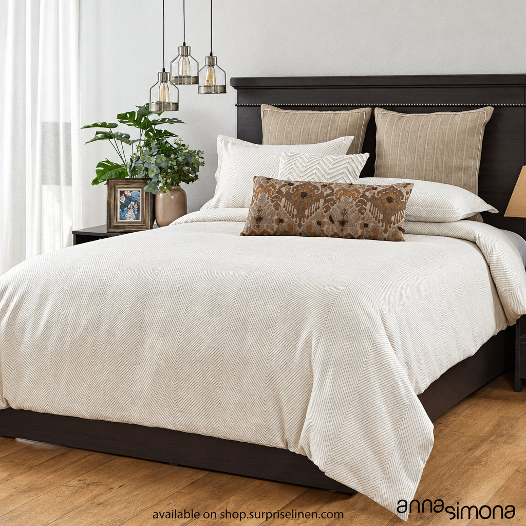 Anna Simona - Beirut 7 Pcs Jacquard Duvet Ensemble Set (Cream)