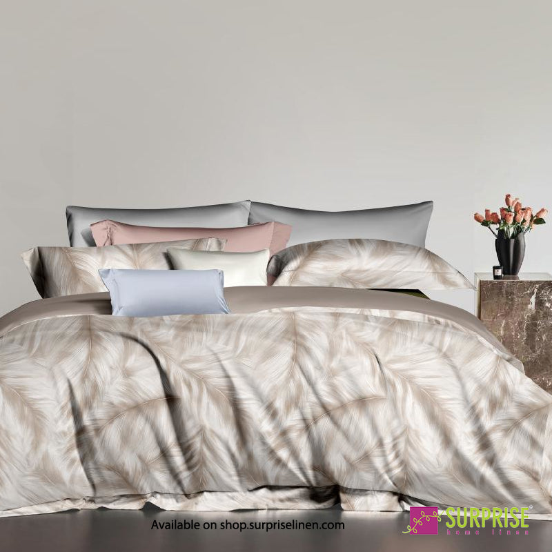 Surprise Home - Celina Collection Taupe Mist Digital 100% Cotton 3 Pcs Bedsheet Set (Warm Taupe)