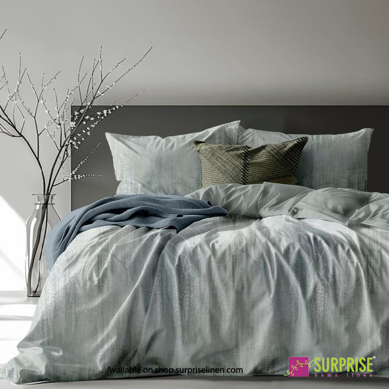 Surprise Home - Celina Collection Sage Whisper Digital 100% Cotton 3 Pcs Bedsheet Set (Sage Grey)