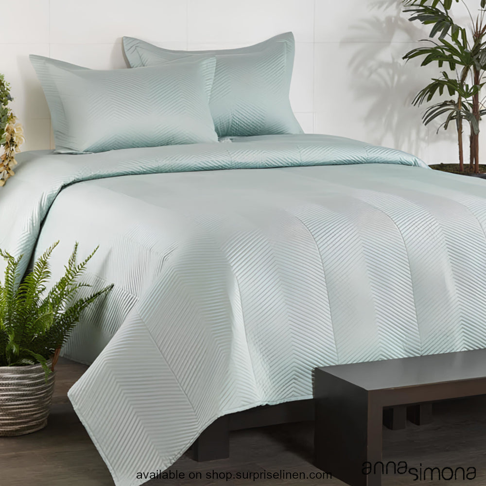 Anna Simona - Chevron 3 Pcs Cotton Satin Bed Cover Set (Watery)