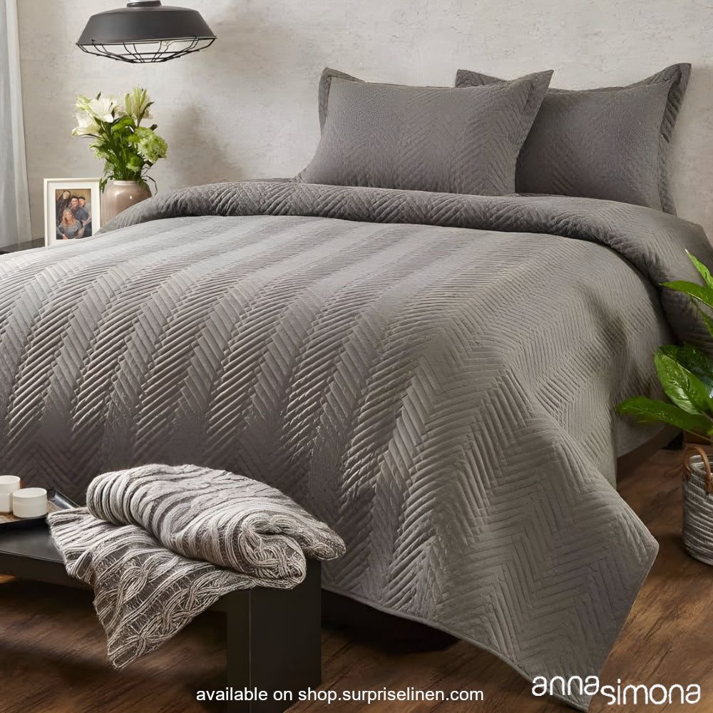Anna Simona - Citrus Cotton 3 Pcs Bed Cover Set (Charcoal)
