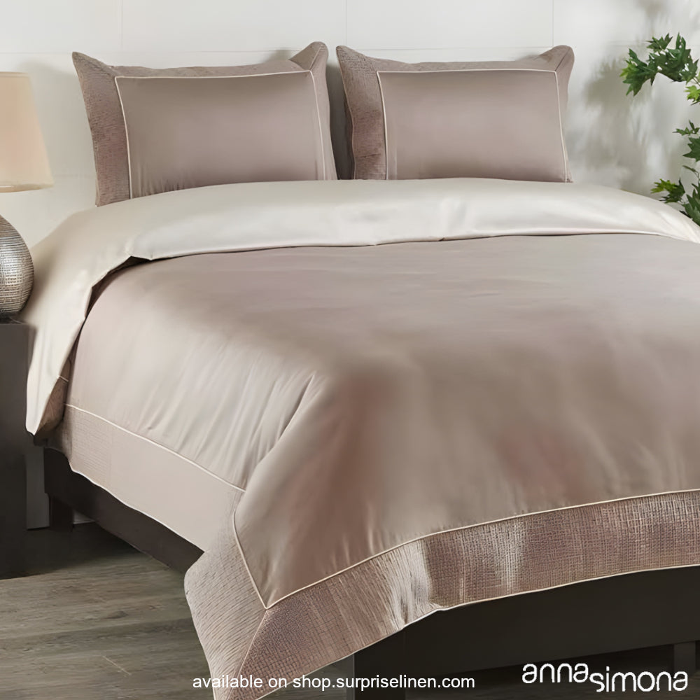 Anna Simona - Claire 4 Pcs Cotton Satin Duvet Cover Set (Sand / Stone)