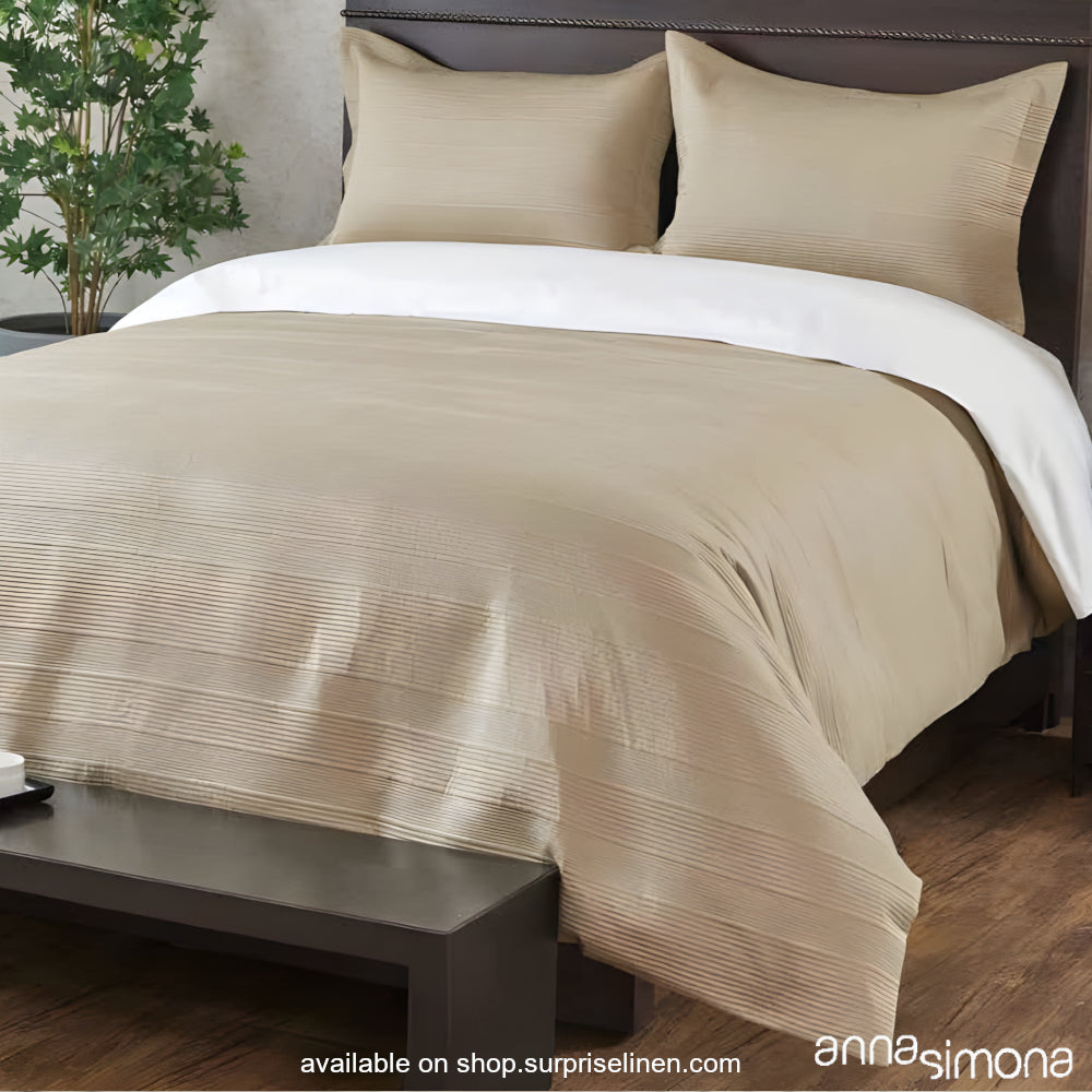 Anna Simona - Conran 4 Pcs Cotton Satin Duvet Cover Set (Beige)