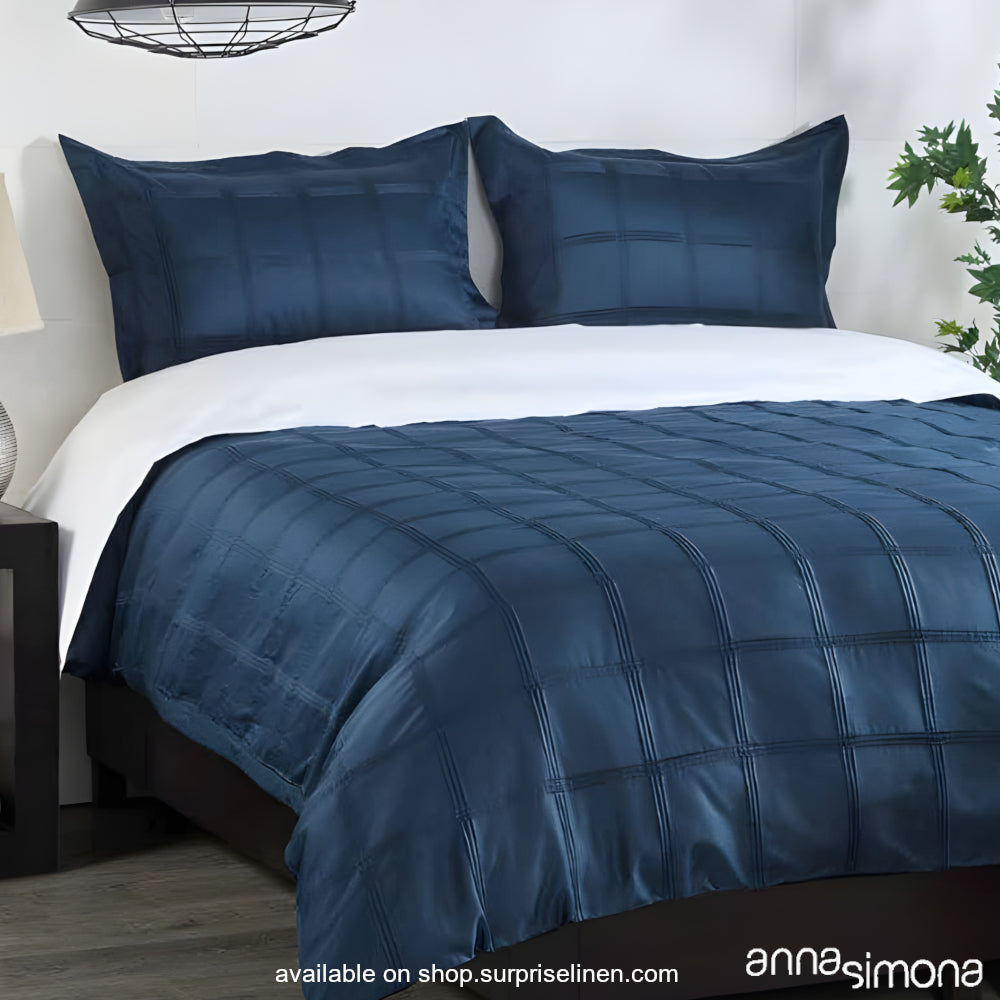 Anna Simona - County 4 Pcs Cotton Satin Duvet Cover Set (Navy)