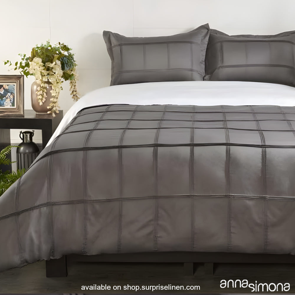 Anna Simona - County 4 Pcs Cotton Satin Duvet Cover Set (Charcoal)
