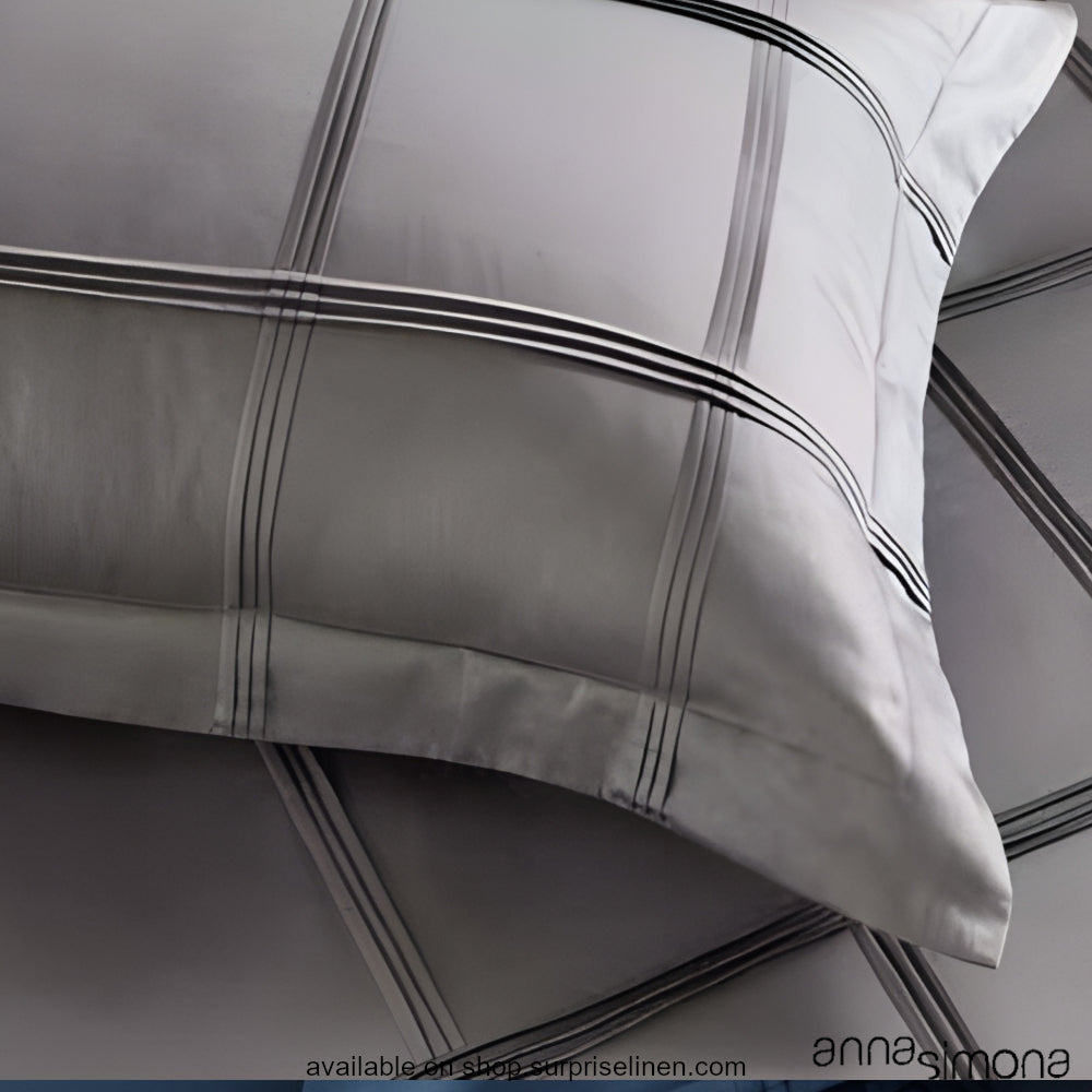 Anna Simona - County 4 Pcs Cotton Satin Duvet Cover Set (Charcoal)