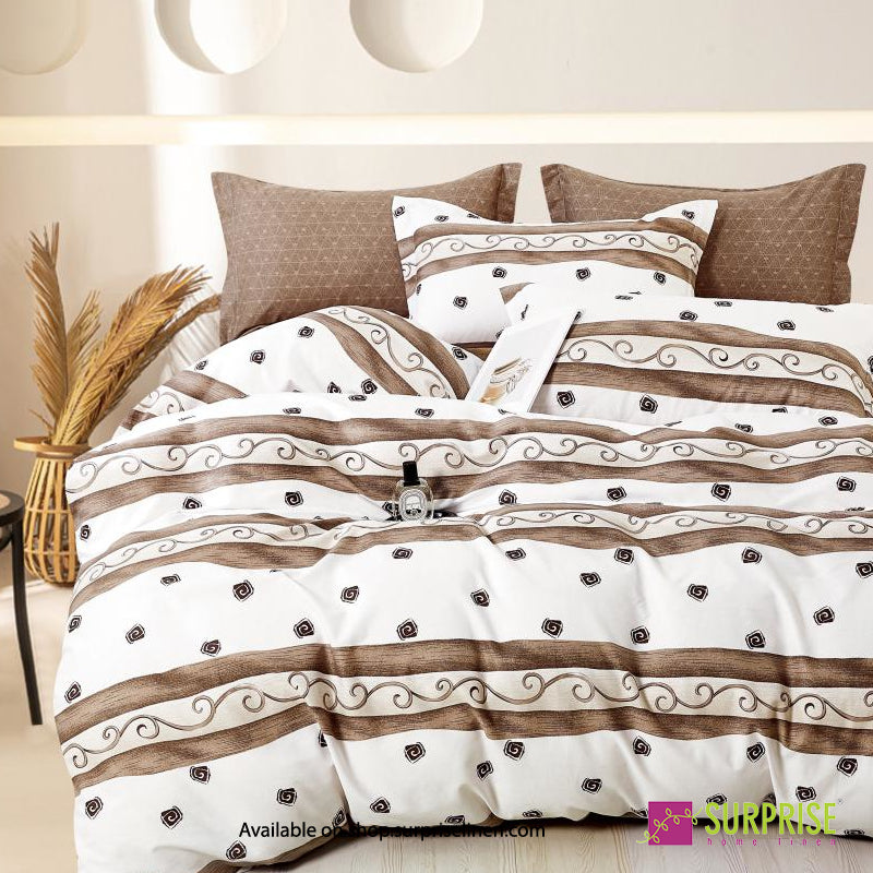 Surprise Home - Crisscross Collection Bronze Scroll 100% Cotton 3 Pcs Bedsheet Set (Warm Brown)