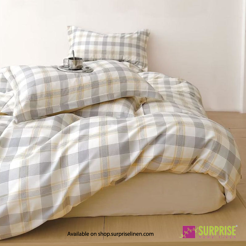 Surprise Home - Crisscross Collection Silver Plaid 100% Cotton 3 Pcs Bedsheet Set (Silver Grey)