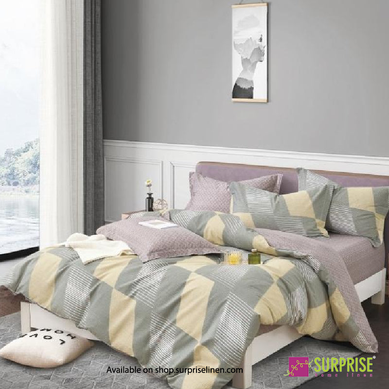 Surprise Home - Crisscross Collection Sage Facets 100% Cotton 3 Pcs Bedsheet Set (Sage Ivory)