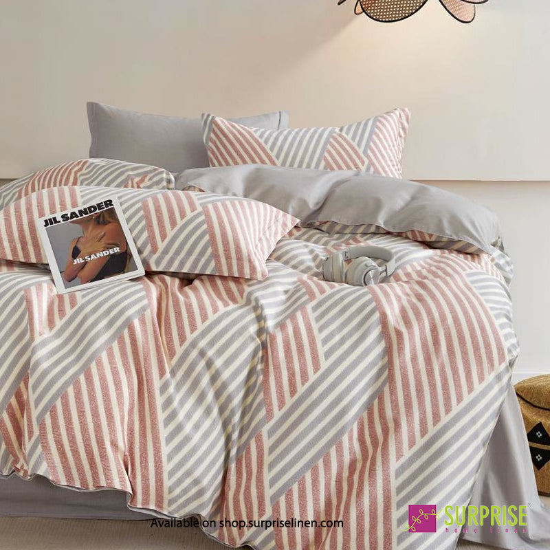 Surprise Home - Crisscross Collection Rose Angles 100% Cotton 3 Pcs Bedsheet Set (Rose Grey)