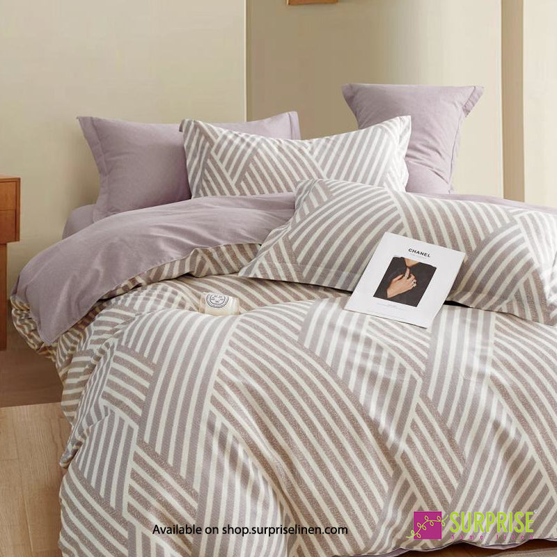 Surprise Home - Crisscross Collection Mauve Angles 100% Cotton 3 Pcs Bedsheet Set (Mauve Grey)