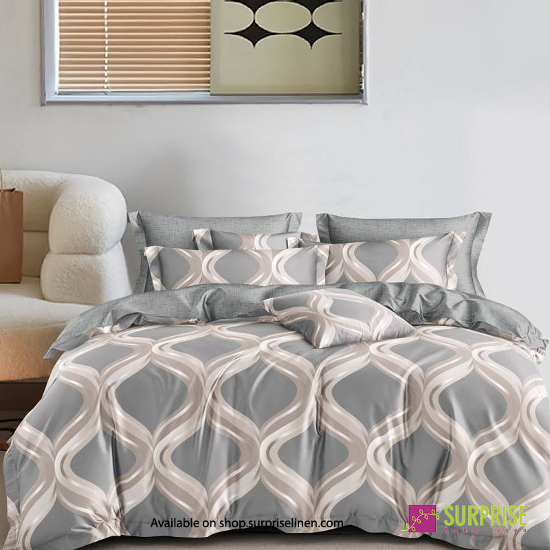 Surprise Home - Crisscross Collection Silver Ogee 100% Cotton 3 Pcs Bedsheet Set (Silver Grey)