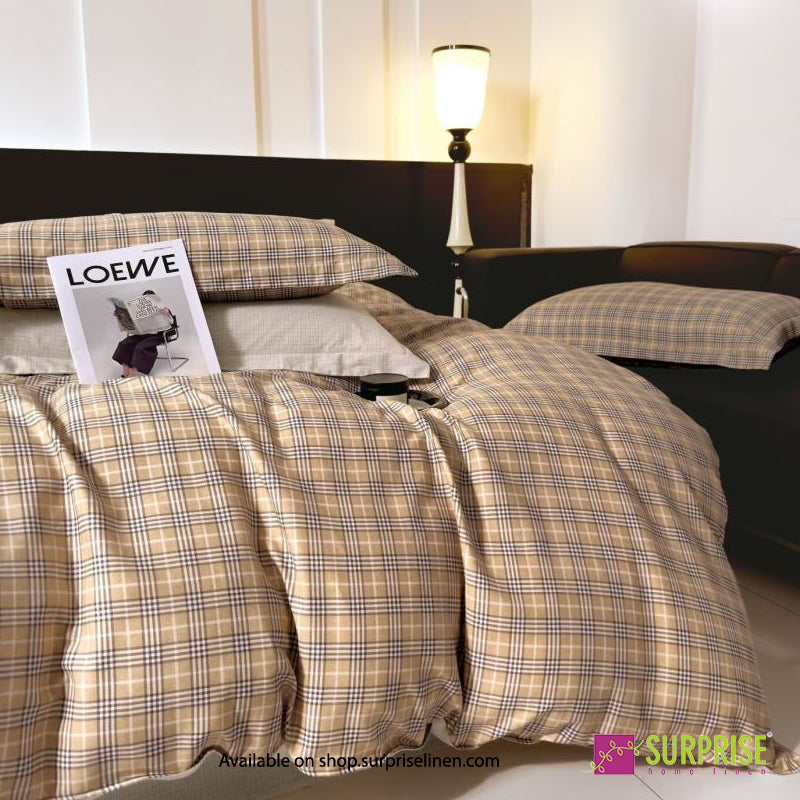 Surprise Home - Crisscross Collection Bronze Tartan 100% Cotton 3 Pcs Bedsheet Set (Bronze Brown)