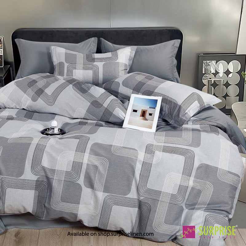 Surprise Home - Crisscross Collection Silver Contour 100% Cotton 3 Pcs Bedsheet Set (Silver Grey)