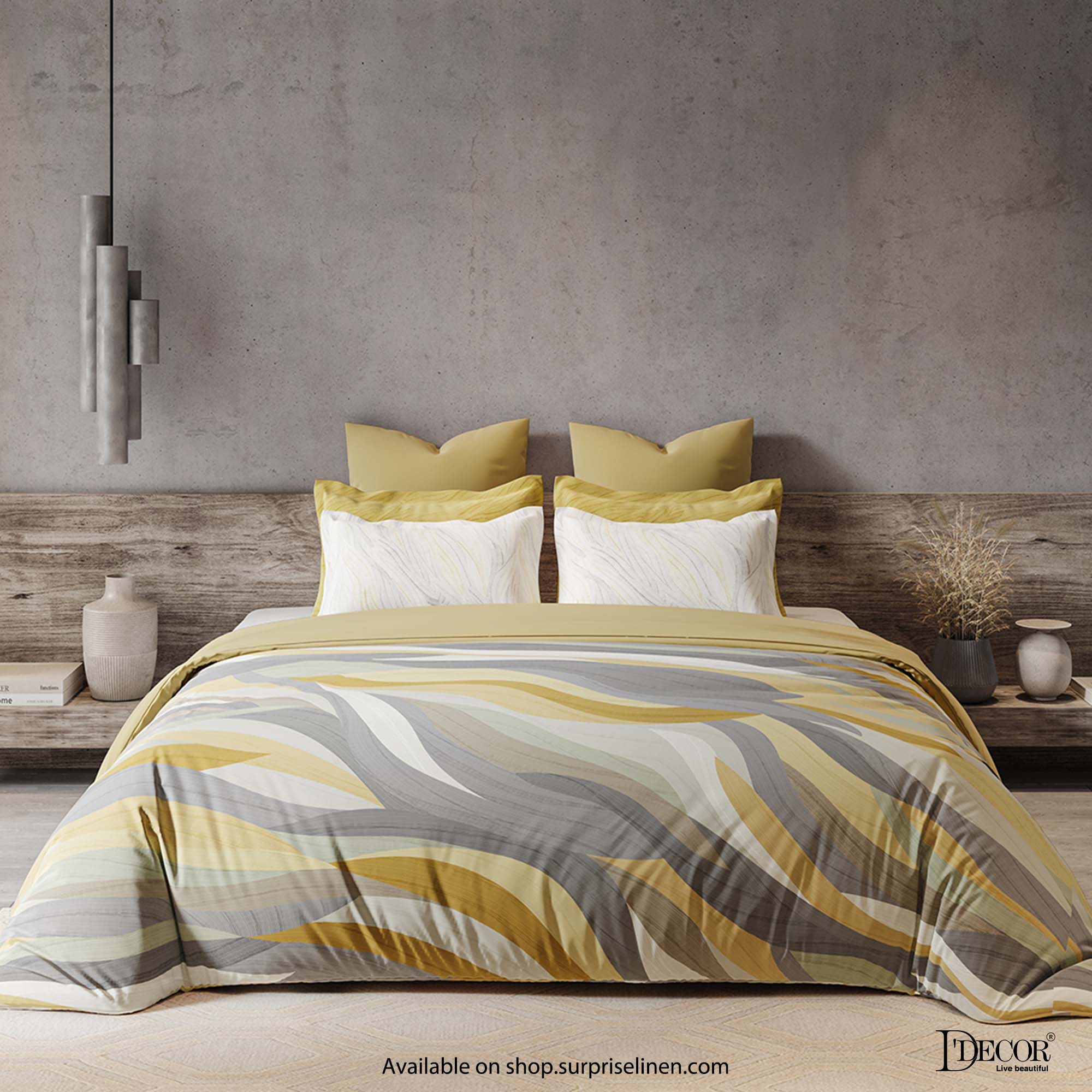 D'Decor - Premier Collection 300 Thread Count Cotton 3 Pc Bed Sheet Set (Misted Yellow)