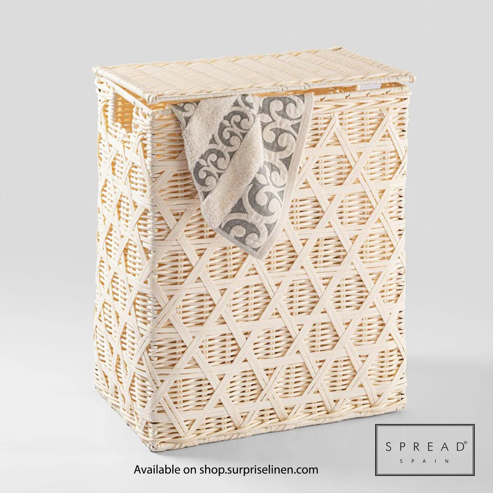 Spread Spain - Waterproof & Moisture Proof Synthetic Rattan Interweave Laundry Hamper (Off White)