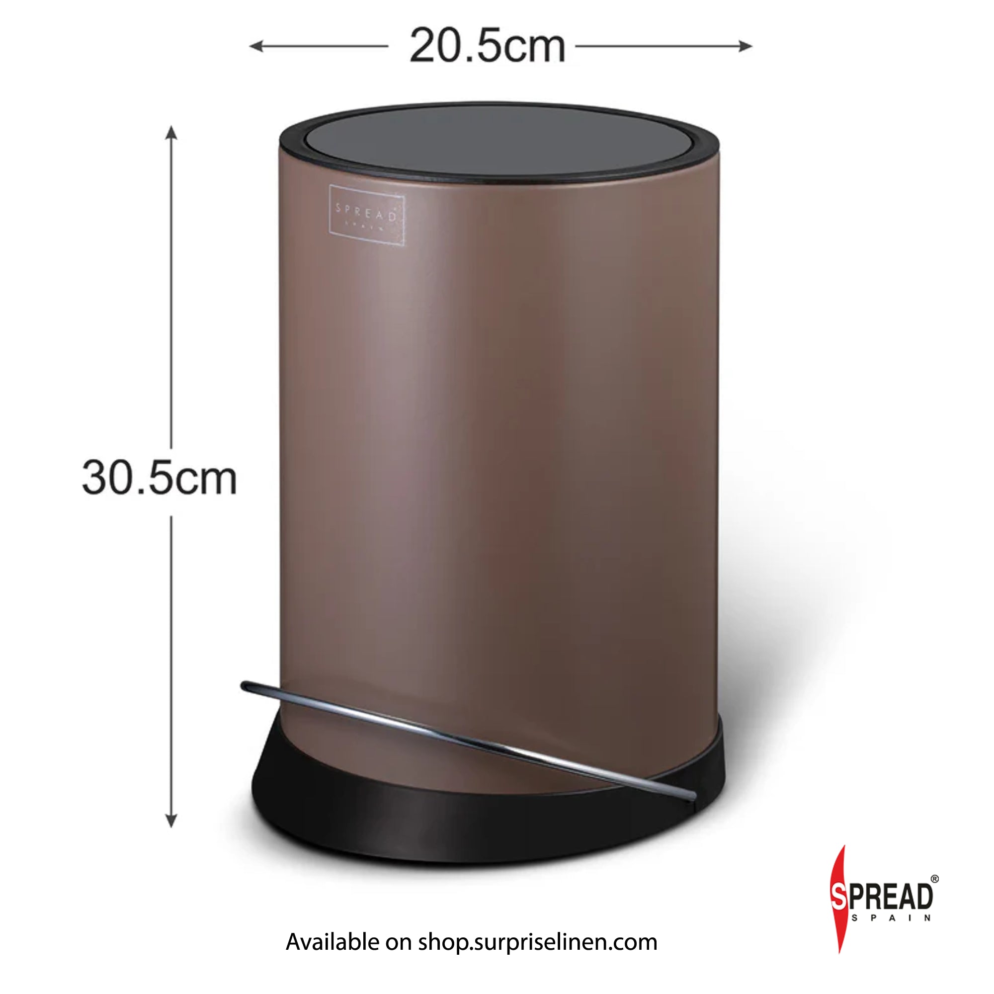 Spread Spain - Metallica Collection 6 Litre Silent Close Dustbin (Dark Brown)
