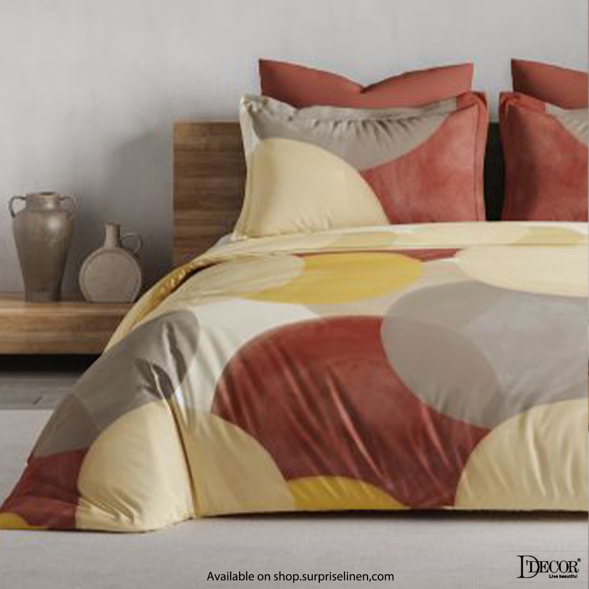 D'Decor - Maxima Collection 100% Cotton King Size 3 Pcs Bedsheet Set (Brick)