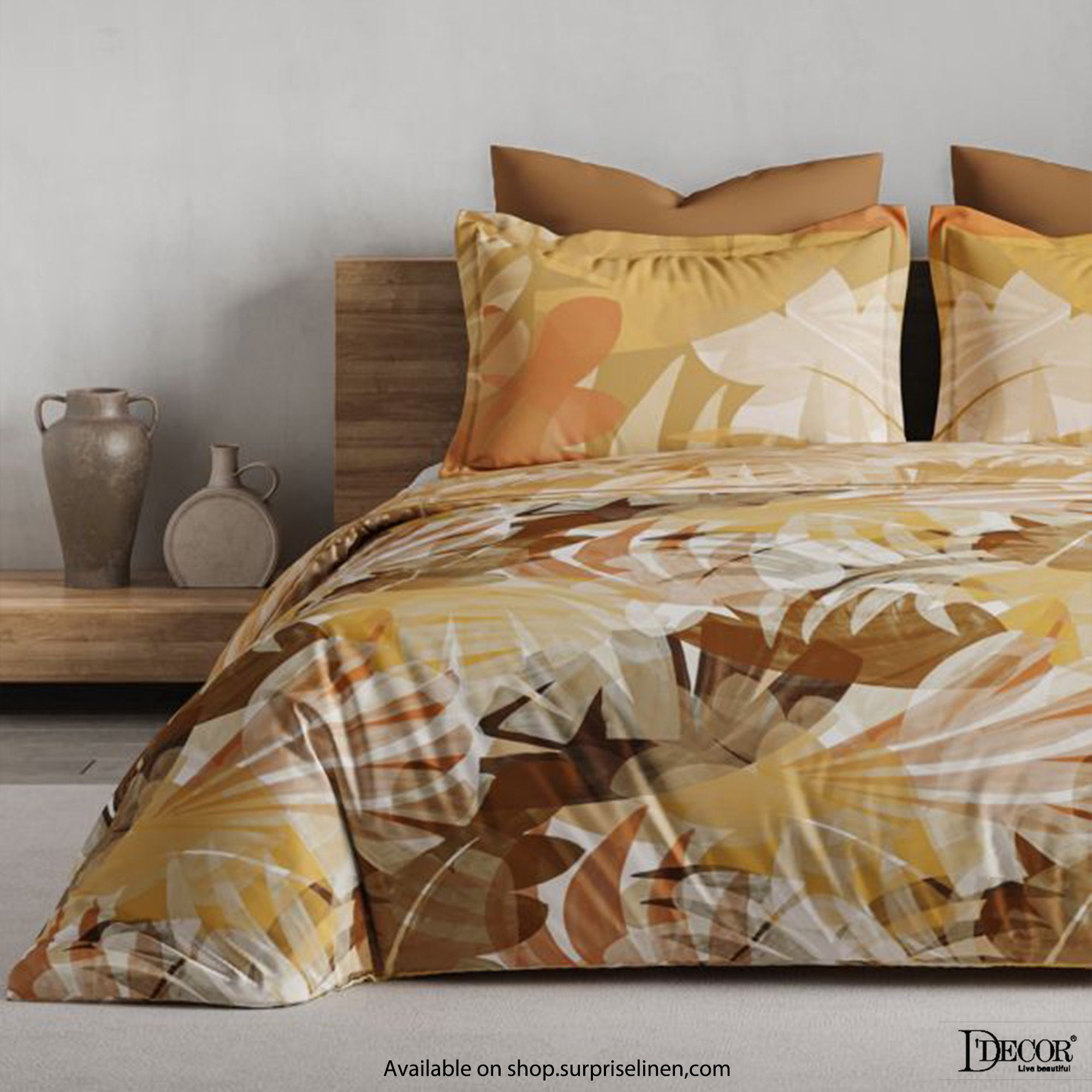 D'Decor - Maxima Collection 100% Cotton King Size 3 Pcs Bedsheet Set (Yellow)