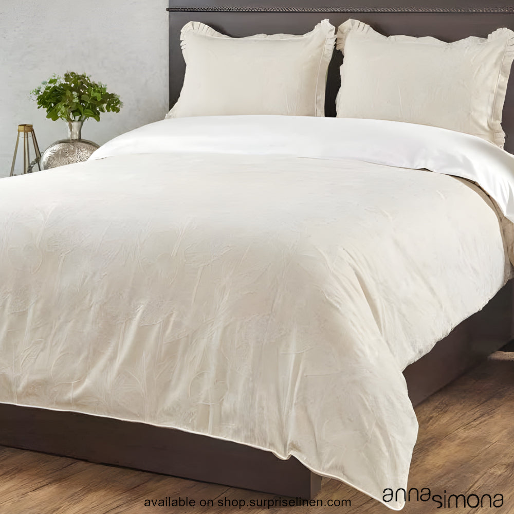 Anna Simona - Foliage 4 Pcs Cotton Satin Duvet Cover Set (Natural)