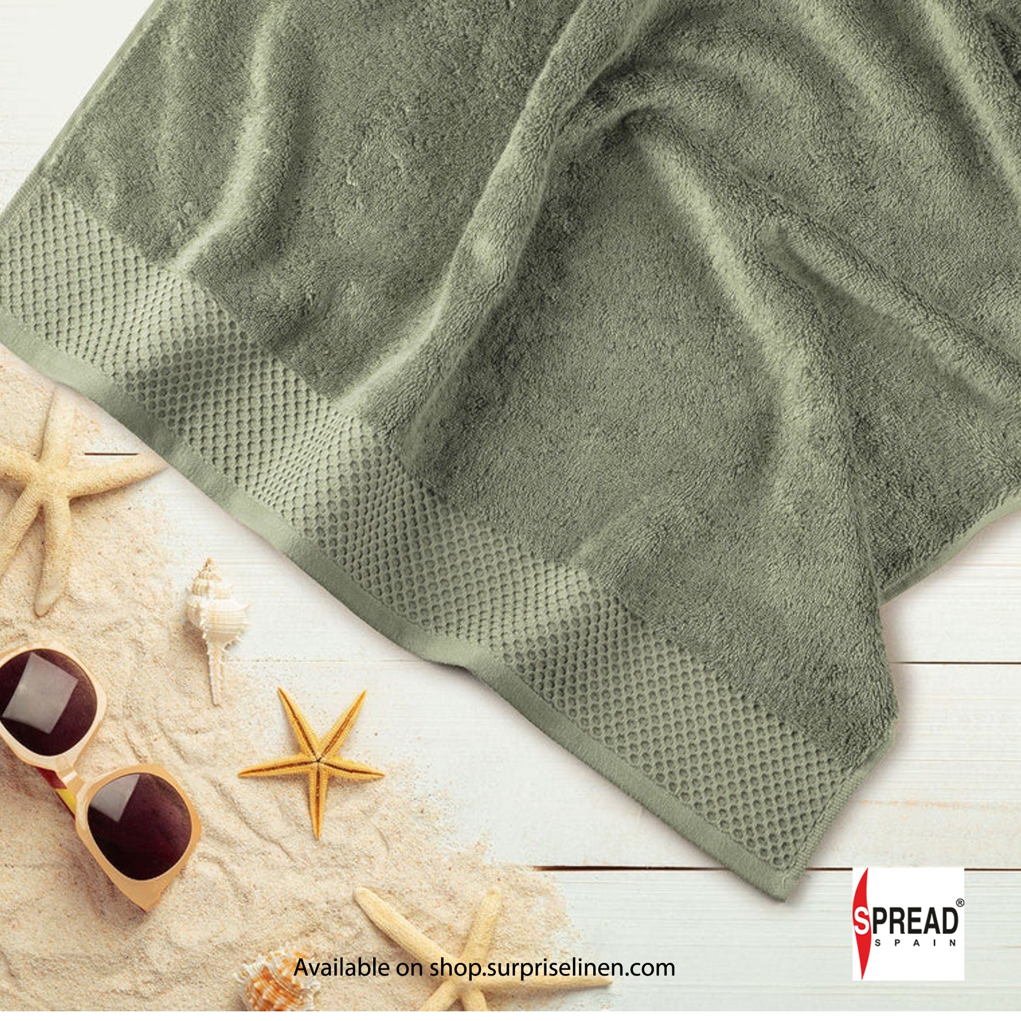 Spread Spain - His & Her Collection Made In Turkey 750 GSM Micro Modal Towels Tremendously Absorbent & Exceptionally Soft (Green)