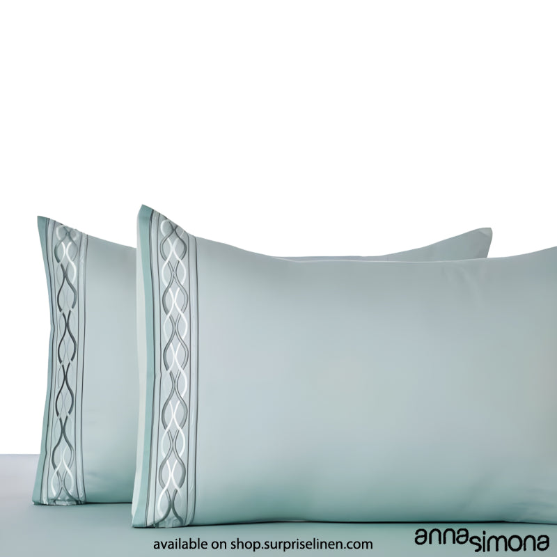 Anna Simona - Gordan King Size 400 TC Cotton Satin King Size Bedsheet Set (Watery)
