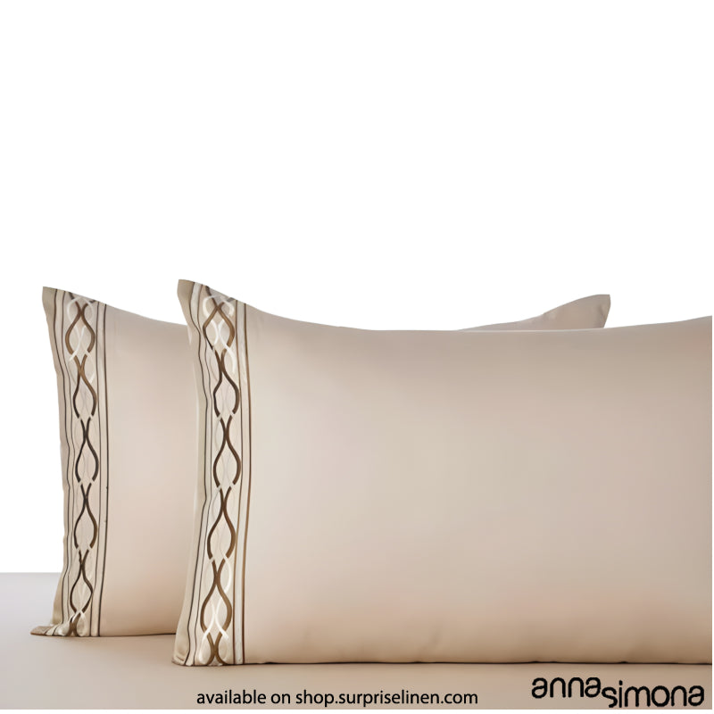 Anna Simona - Gordan King Size 400 TC Cotton Satin King Size Bedsheet Set (Buff)