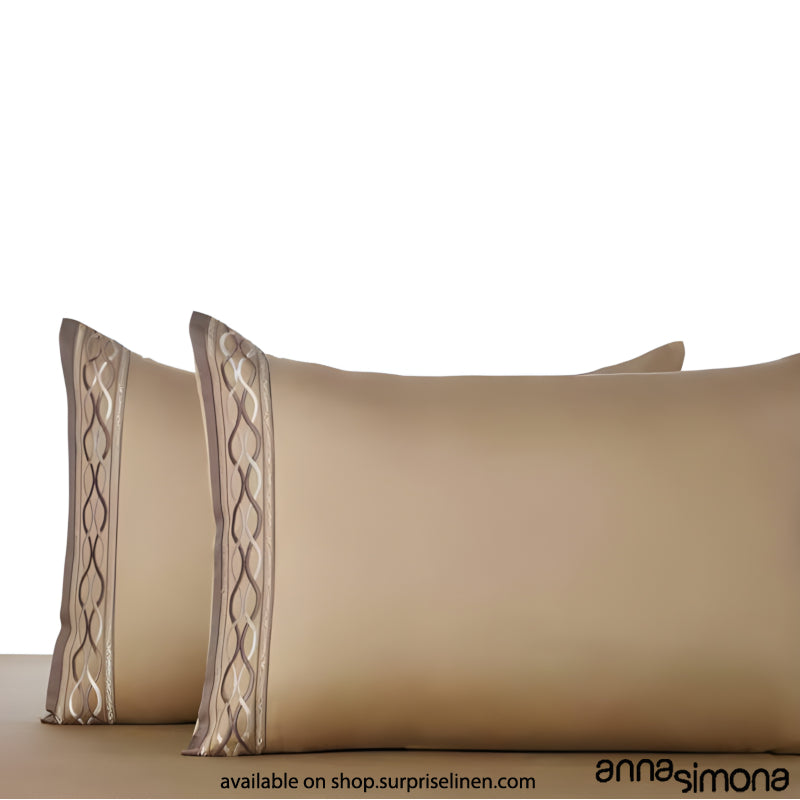 Anna Simona - Gordan King Size 400 TC Cotton Satin King Size Bedsheet Set (Khaki)