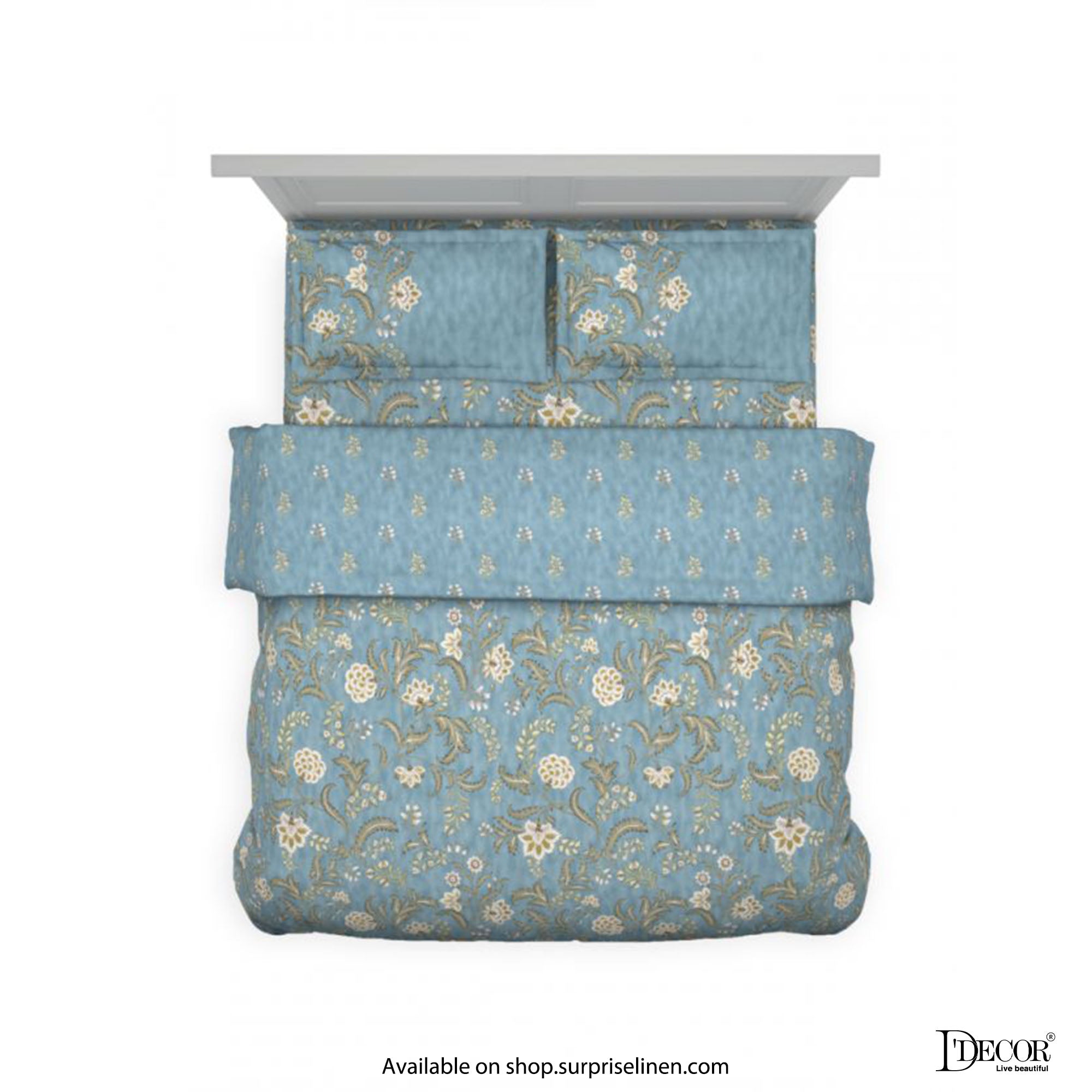 D'Decor - Primary Collection 100% Cotton 4 Pc Bed in a Bag Set (Smoke Blue)