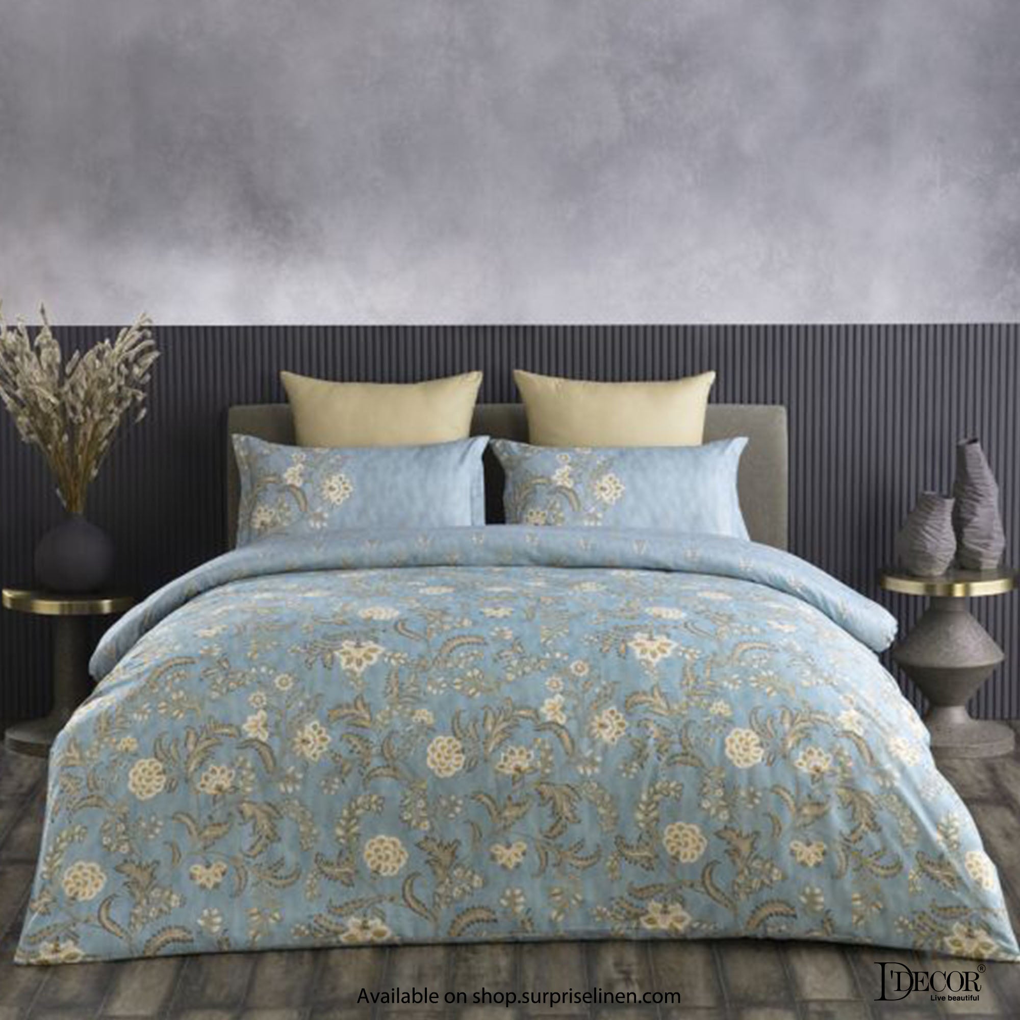 D'Decor - Primary Collection 100% Cotton 4 Pc Bed in a Bag Set (Smoke Blue)