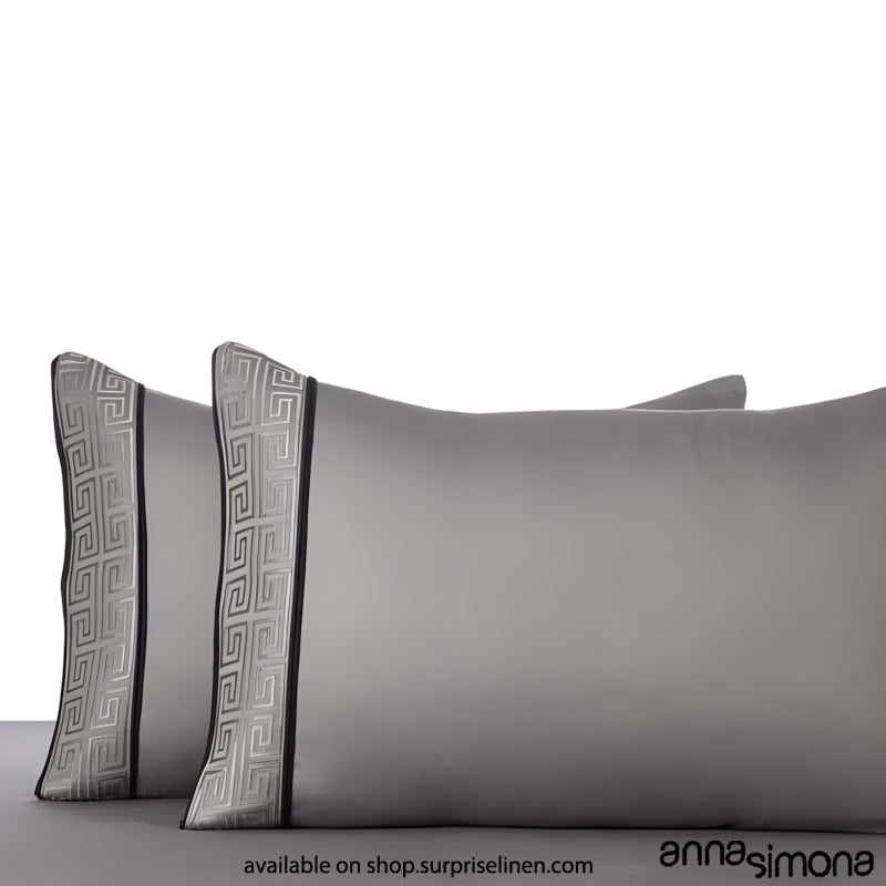 Anna Simona - Lattice King Size 400 TC Cotton Satin King Size Bedsheet Set (Grey)