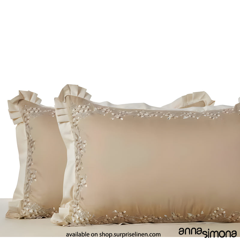 Anna Simona - Lulu King Size 400 TC Cotton Satin King Size Bedsheet Set (Craft Brown)