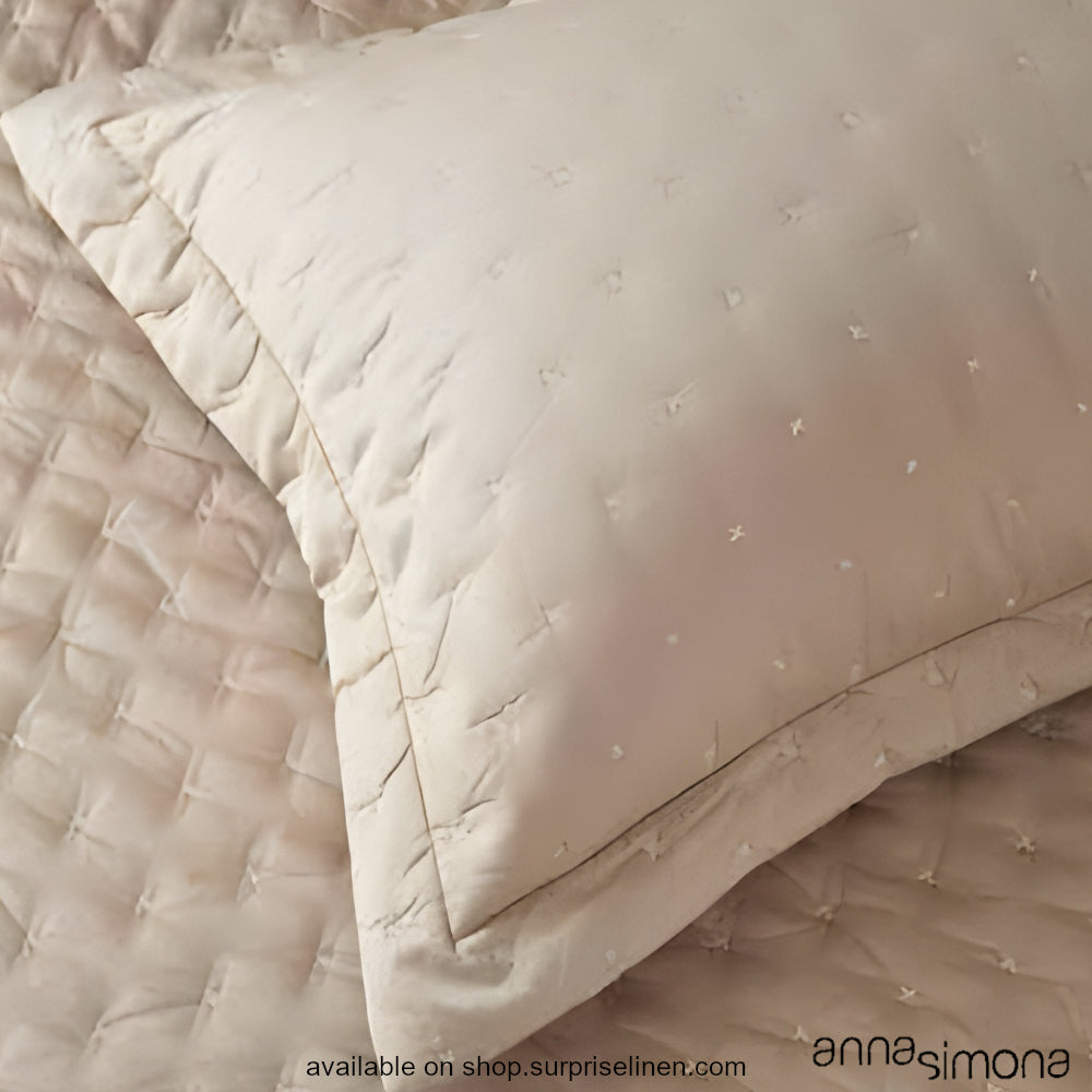 Anna Simona - Martha 4 Pcs Cotton Satin Duvet Cover Set (Buff / Off White)