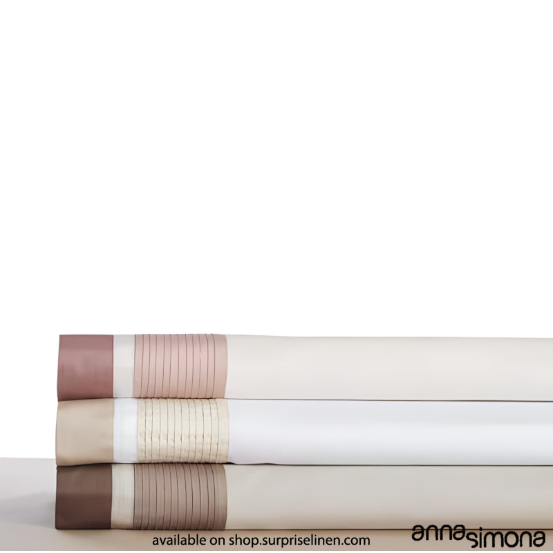 Anna Simona - Murray King Size 400 TC Cotton Satin King Size Bedsheet Set (White)