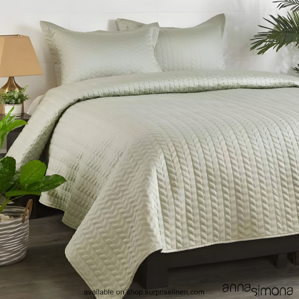 Anna Simona - Opus Cotton Satin 3 Pcs Bed Cover Set (Sage Green)