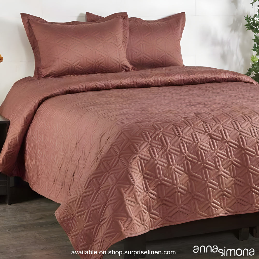 Anna Simona - Pinnacle Cotton Satin 3 Pcs Bed Cover Set (Terracota)