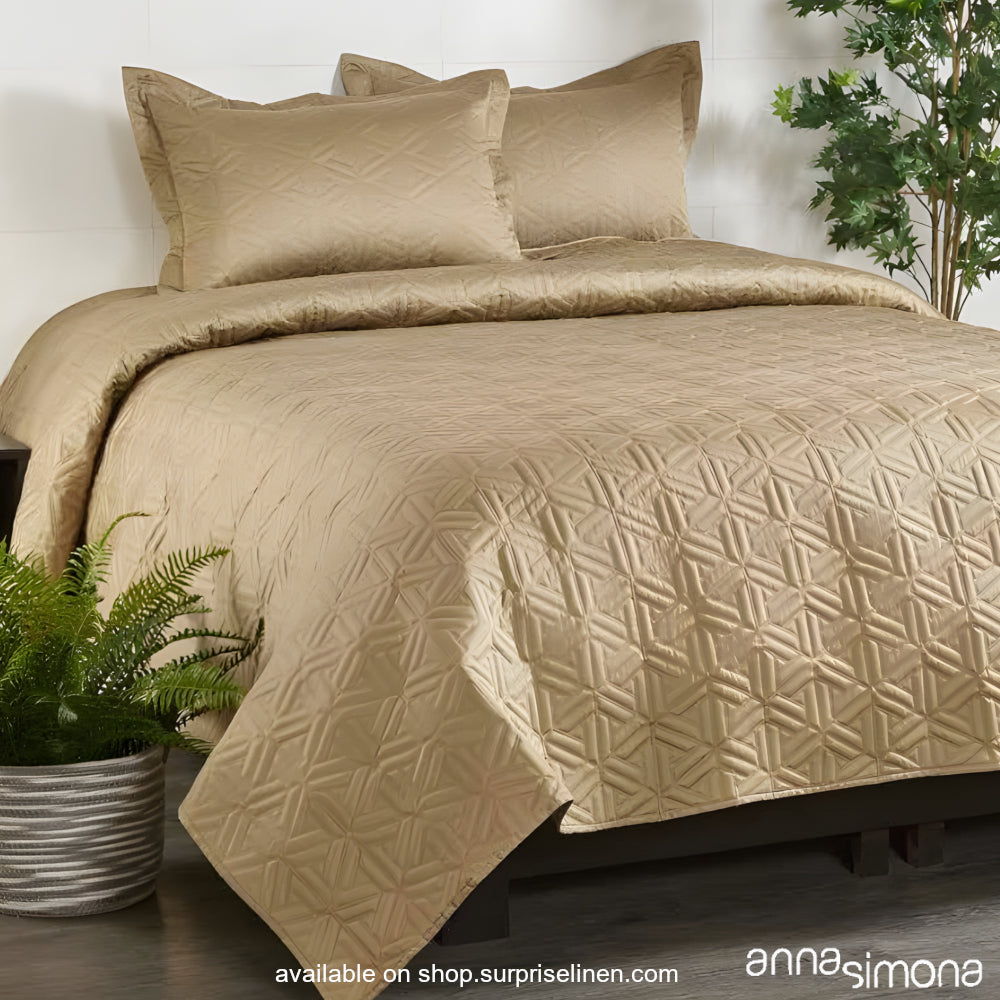 Anna Simona - Pinnacle Cotton Satin 3 Pcs Bed Cover Set (Khaki)