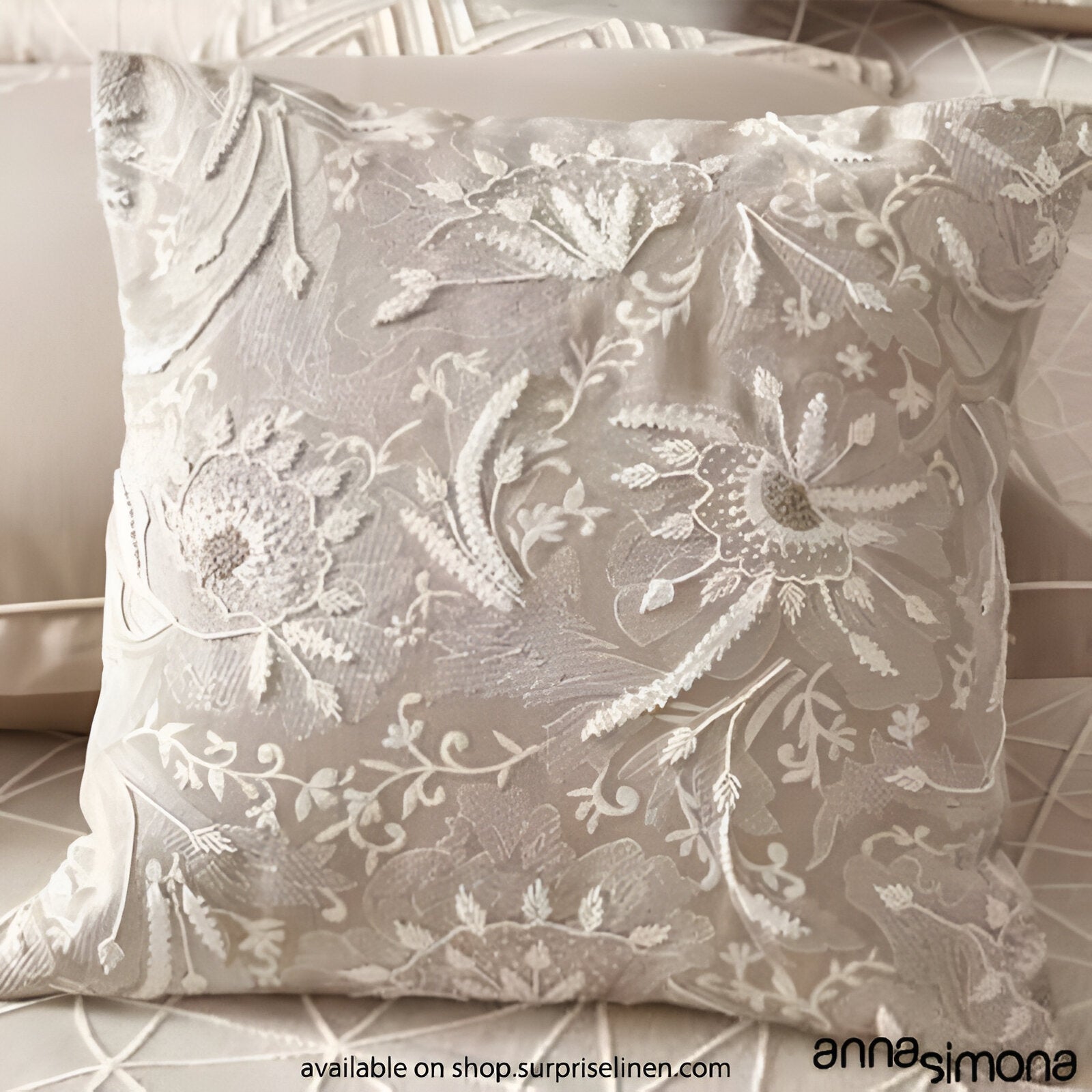 Anna Simona - Maison 8 Pcs Velvet & Linen Duvet Ensemble Set (Natural)